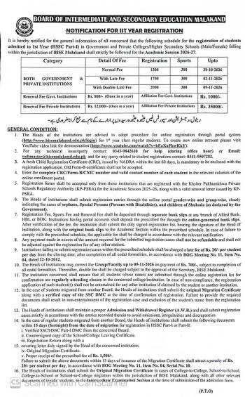 Notification: Registration 2025-2026