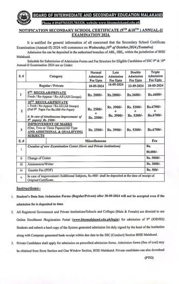 Notification: SSC Annual-II 2024 Exami